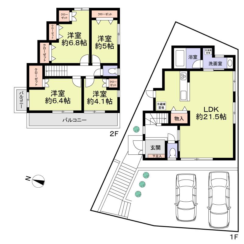 Floor plan. 29,800,000 yen, 4LDK, Land area 128.42 sq m , Building area 103.76 sq m