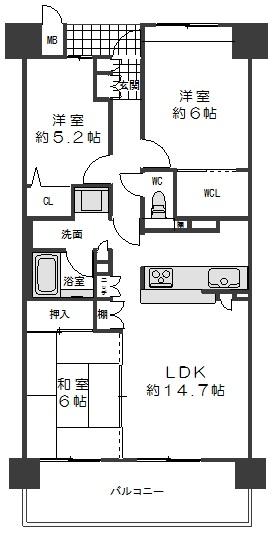 Floor plan. 3LDK, Price 17.8 million yen, Occupied area 70.16 sq m , Balcony area 10.98 sq m