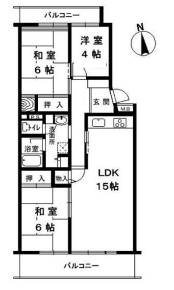 Floor plan. 3LDK, Price 8.8 million yen, Occupied area 75.83 sq m , Balcony area 13.75 sq m