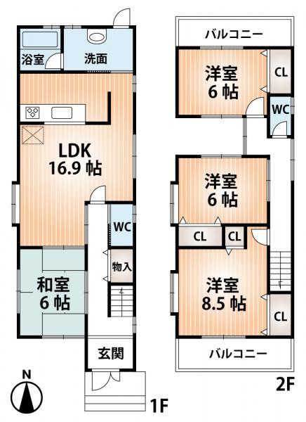 Floor plan. 27,800,000 yen, 4LDK, Land area 107.02 sq m , Building area 106.92 sq m