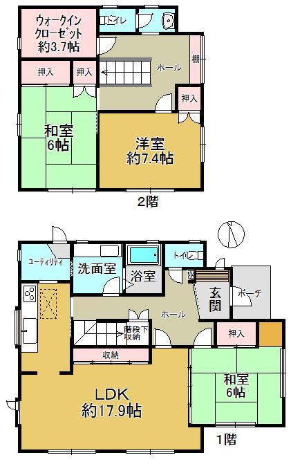 Floor plan. 32,800,000 yen, 3LDK + S (storeroom), Land area 202.04 sq m , Building area 121.95 sq m