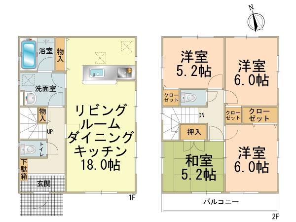 Floor plan. 32,800,000 yen, 4LDK, Land area 111.63 sq m , Building area 94.76 sq m