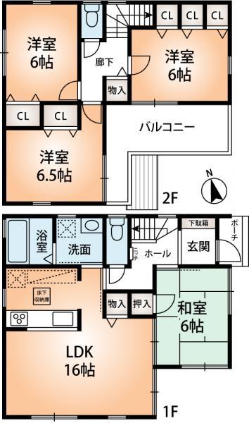 Floor plan. 25,800,000 yen, 4LDK, Land area 110.15 sq m , Building area 94.77 sq m