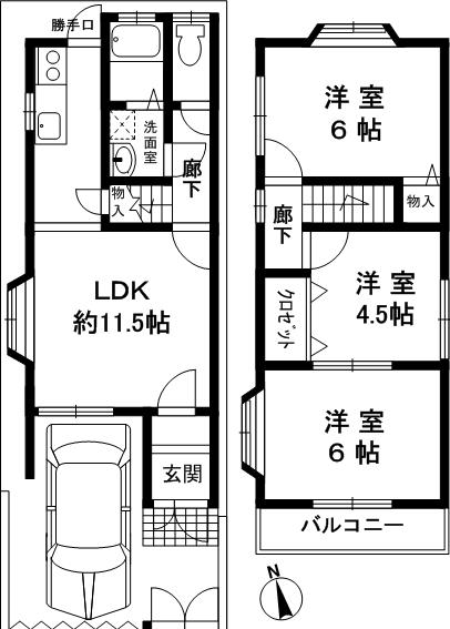 Floor plan. 14.8 million yen, 3LDK, Land area 57.43 sq m , Building area 65.81 sq m