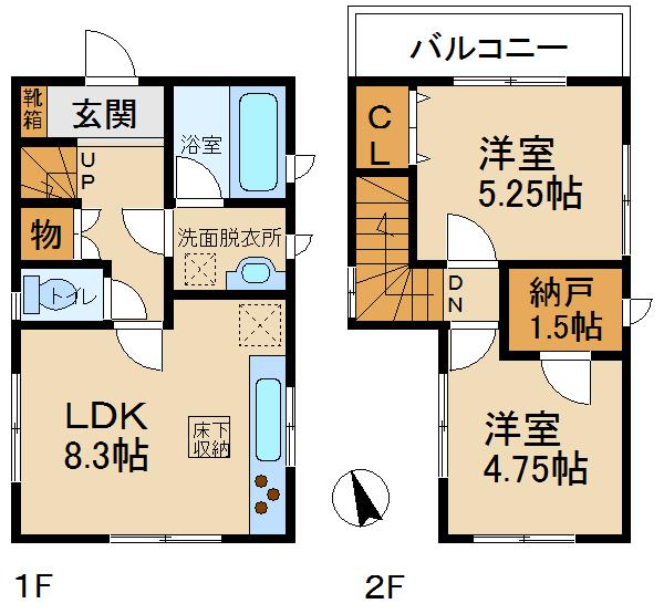 Floor plan. 15.8 million yen, 2LDK + S (storeroom), Land area 58.26 sq m , Building area 50.41 sq m
