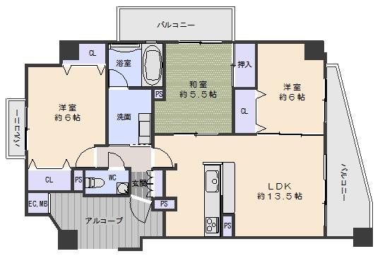 Floor plan. 3LDK, Price 31,800,000 yen, Occupied area 67.53 sq m , Balcony area 14.15 sq m