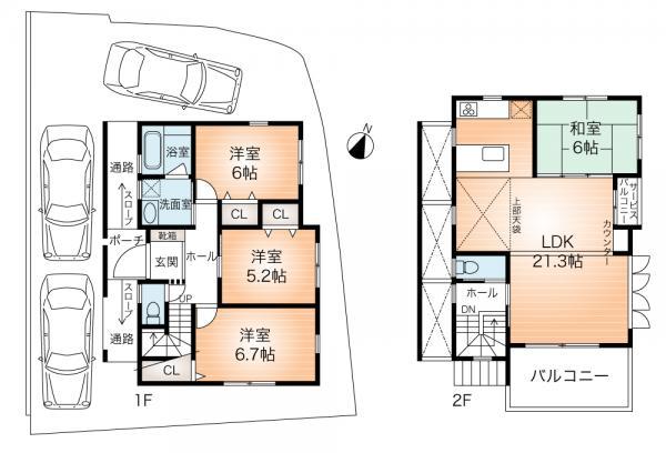 Floor plan. 29,800,000 yen, 4LDK, Land area 182.24 sq m , Building area 103.99 sq m
