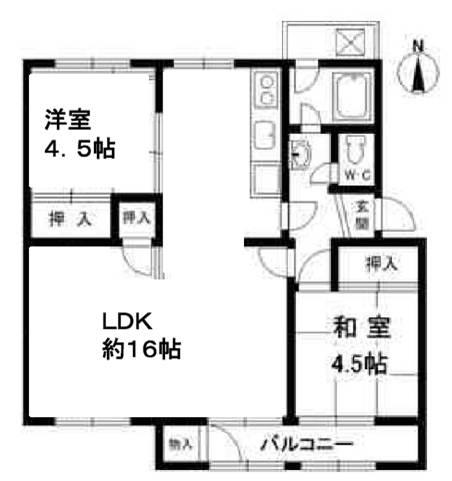 Floor plan. 2LDK, Price 5.8 million yen, Occupied area 57.34 sq m , Balcony area 5 sq m