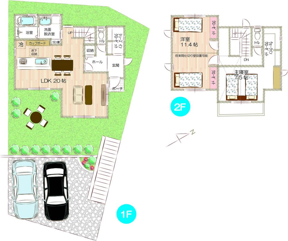 Other introspection.  [Floor reference plan No. 7 Area - Value Plan]  ■ Sale price: 38,800,000 yen (land ・ Building price / Outside 構費 included ・ 5% consumption tax) ■ Site area: 202.61 sq m   ■ Ken'nobe area: 102.26 sq m (1F: 53.61 sq m  2F: 48.65 sq m)