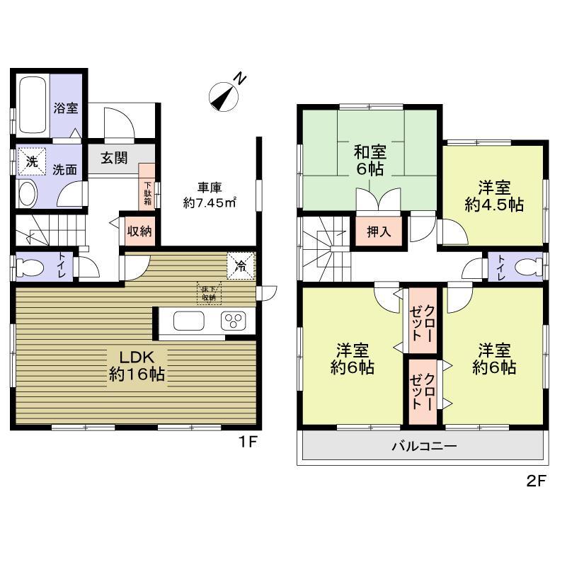 Floor plan. 27,800,000 yen, 4LDK, Land area 105.44 sq m , Building area 99.36 sq m