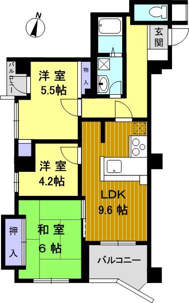Floor plan. 3LDK, Price 9.95 million yen, Occupied area 59.07 sq m , Balcony area 6.03 sq m