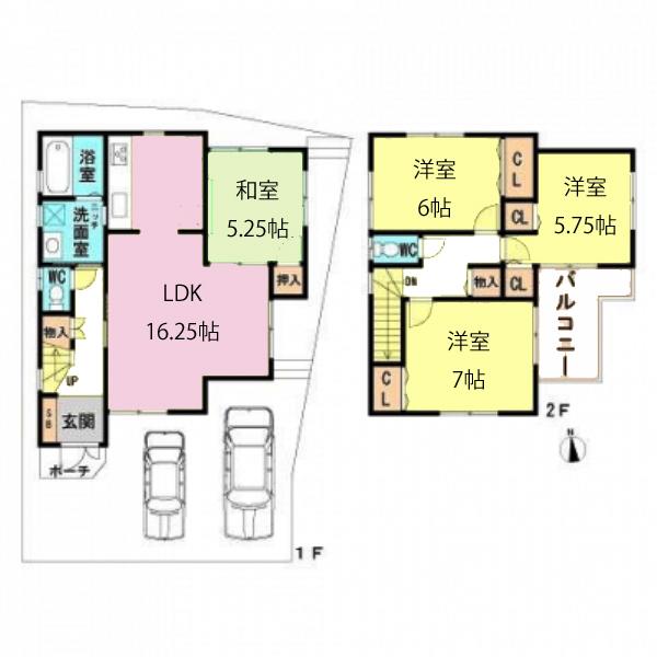 Floor plan. (No. 2 locations), Price 26,300,000 yen, 4LDK, Land area 102.49 sq m , Building area 93.96 sq m