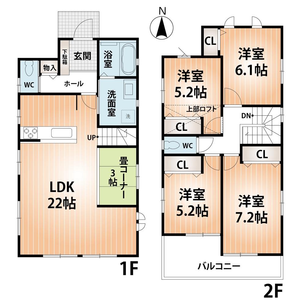 Floor plan. 30,800,000 yen, 4LDK, Land area 173.19 sq m , Building area 105.16 sq m