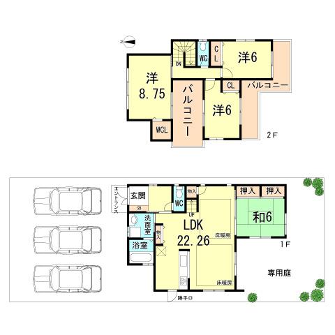 Floor plan. 51,800,000 yen, 4LDK, Land area 183.47 sq m , Building area 111.57 sq m