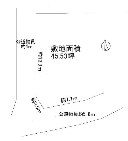 Compartment figure. Land price 36,800,000 yen, Land area 150.54 sq m view, Good per sun