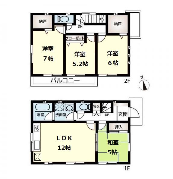Floor plan. (No. 1 point), Price 34,500,000 yen, 4LDK+S, Land area 93.4 sq m , Building area 87.07 sq m