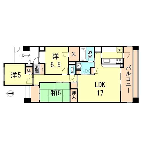 Floor plan. 3LDK, Price 24 million yen, Occupied area 84.23 sq m , Balcony area 24.08 sq m