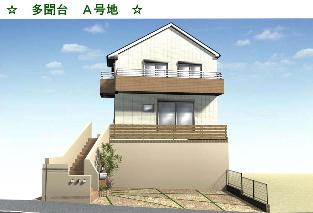 Rendering (appearance). A No. land prospective view ※ Currently intensively under construction  ■ land / 128.42 sq m (38.84 square meters)  ■ building / 103.75 sq m (31.38 square meters)