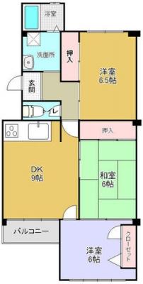 Floor plan. 3DK, Price 5.8 million yen, Occupied area 63.37 sq m , Balcony area 3 sq m