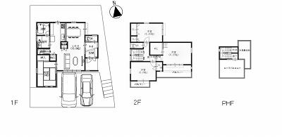 Floor plan. 43,800,000 yen, 4LDK + S (storeroom), Land area 162.18 sq m , Building area 105.29 sq m 2 storey 4SLDK south-facing with many housed in a good location per yang, LDK has become a spacious floor plan with 19 Pledge. 