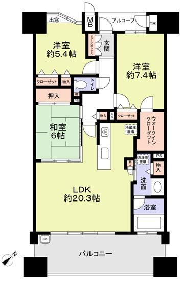 Floor plan. 3LDK, Price 19.9 million yen, Occupied area 81.04 sq m , Balcony area 15.73 sq m