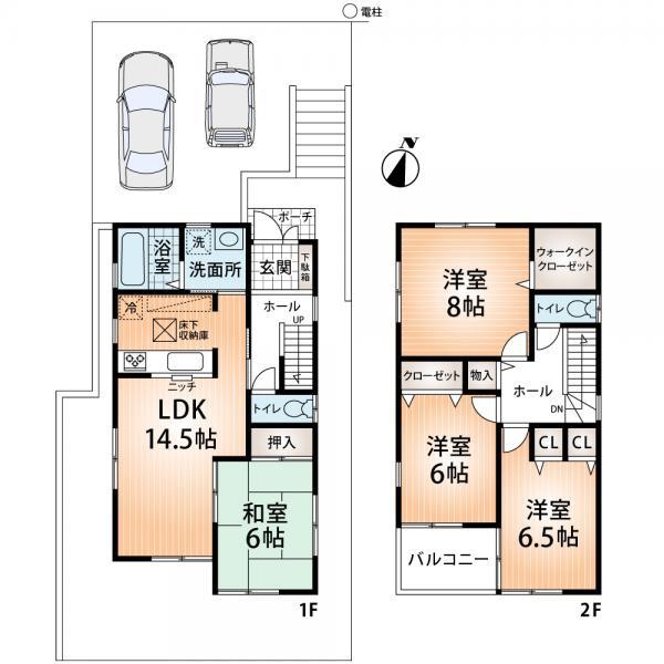Floor plan. 22,800,000 yen, 4LDK, Land area 126.56 sq m , Building area 98.82 sq m