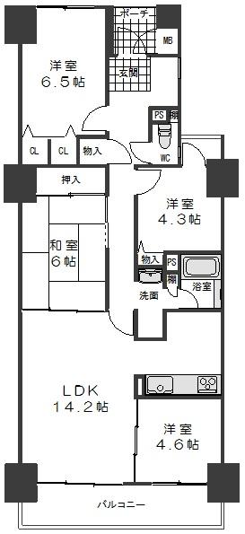 Floor plan. 4LDK, Price 14.8 million yen, Occupied area 81.99 sq m , Balcony area 12.37 sq m