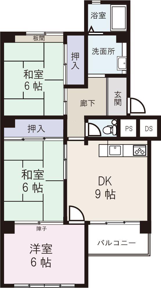 Floor plan. 3DK, Price $ 40,000, Occupied area 63.37 sq m , Balcony area 3.9 sq m