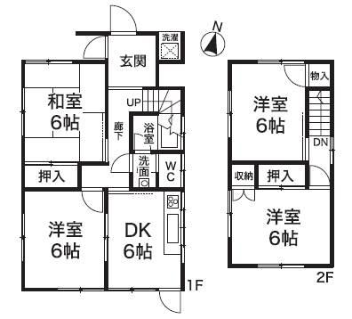 Floor plan. 12.8 million yen, 4DK, Land area 123.86 sq m , Building area 72.34 sq m