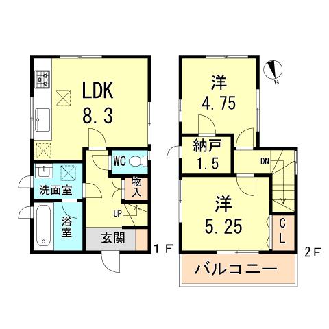 Floor plan. 15.8 million yen, 2LDK, Land area 47.46 sq m , Building area 50.41 sq m