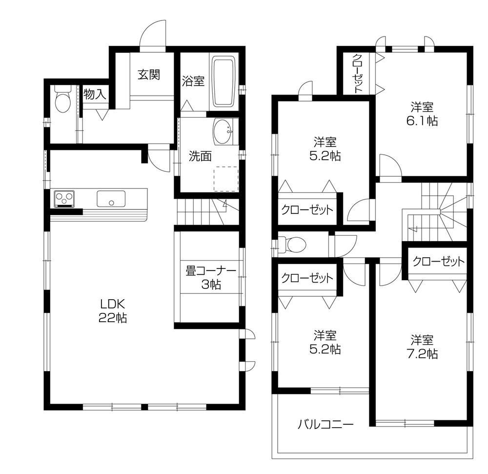 Floor plan. 4LDK of living spacious 22 Pledge