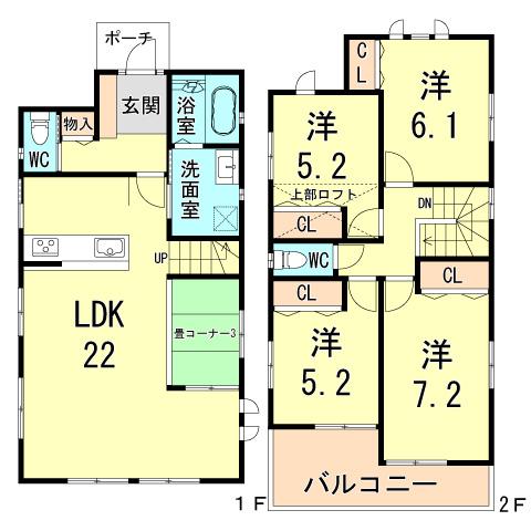 Floor plan. 30,800,000 yen, 4LDK, Land area 173.19 sq m , Building area 105.16 sq m