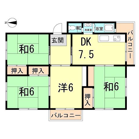 Floor plan. 4DK, Price 6.6 million yen, Footprint 72.6 sq m , Balcony area 8.93 sq m