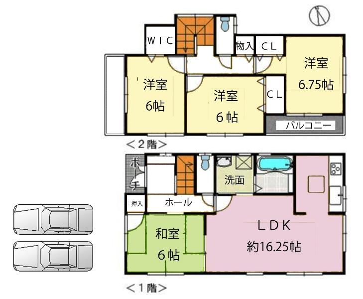 Floor plan. (No. 2 locations), Price 28,900,000 yen, 4LDK, Land area 145.36 sq m , Building area 95.37 sq m