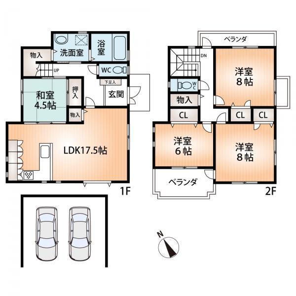 Floor plan. 54,800,000 yen, 4LDK, Land area 132.45 sq m , Building area 111.79 sq m