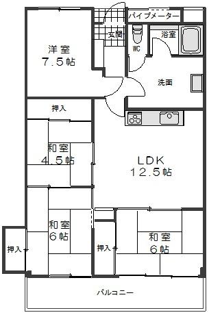Floor plan. 4LDK, Price 12 million yen, Occupied area 79.03 sq m , Balcony area 10 sq m