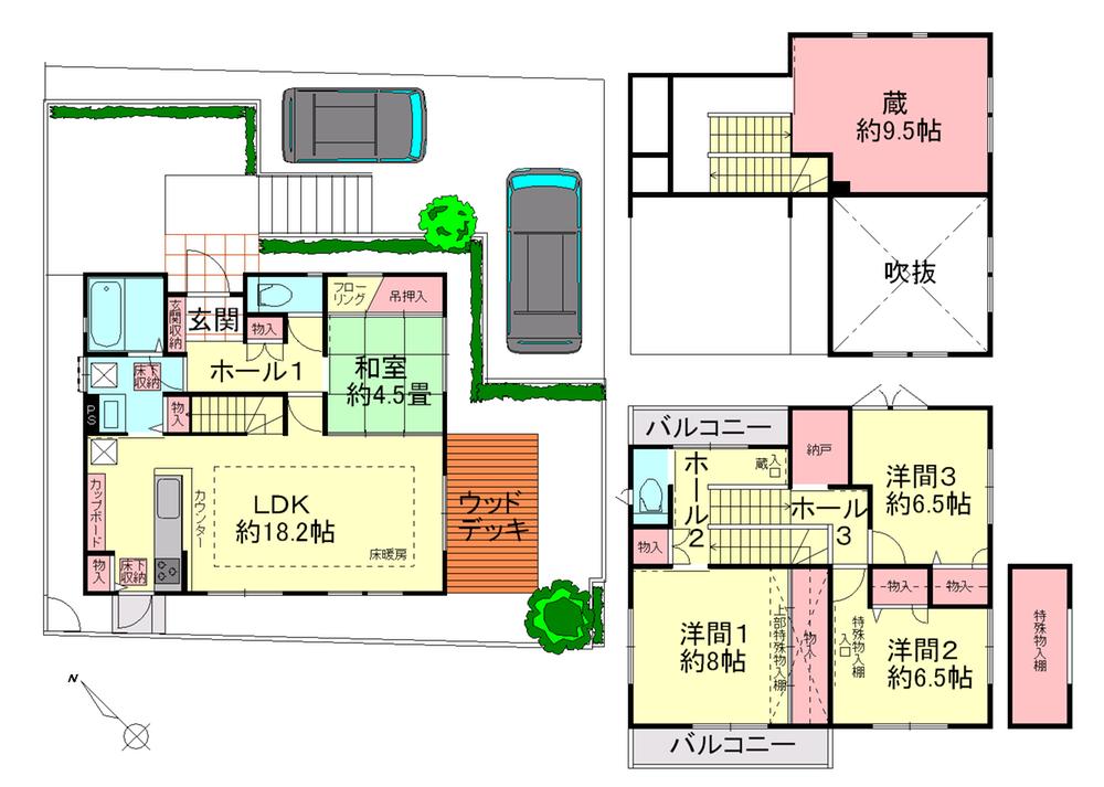 Floor plan. 43,800,000 yen, 4LDK + S (storeroom), Land area 183.44 sq m , Building area 115.1 sq m