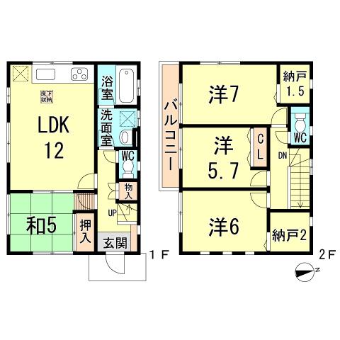 Floor plan. 32,800,000 yen, 4LDK, Land area 93.4 sq m , Building area 87.07 sq m
