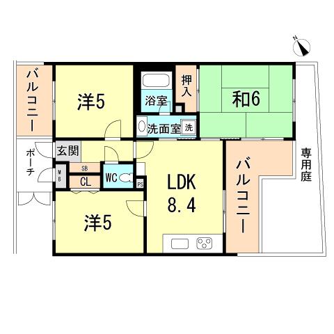 Floor plan. 3LDK, Price 6.5 million yen, Footprint 52.3 sq m , Balcony area 11.53 sq m