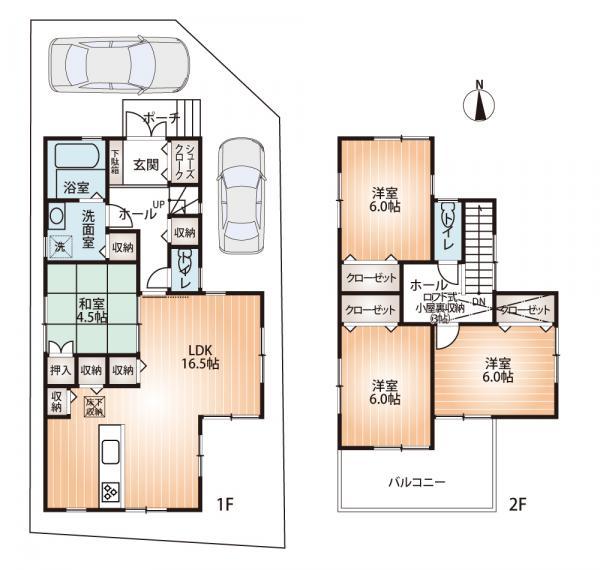 Floor plan. 31,800,000 yen, 4LDK, Land area 107.2 sq m , Large floor plan of each room housed happy to building area 99.37 sq m mom