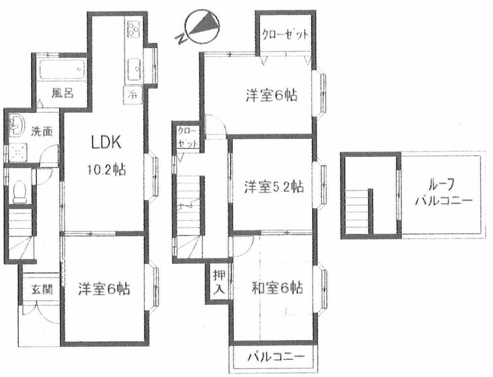 Floor plan. 19,800,000 yen, 4LDK, Land area 80.31 sq m , Sunny in the building area 79.57 sq m south-facing 4LDK. There is a roof balcony of there one garage. This price is rare and life-related facilities are many life convenient location.