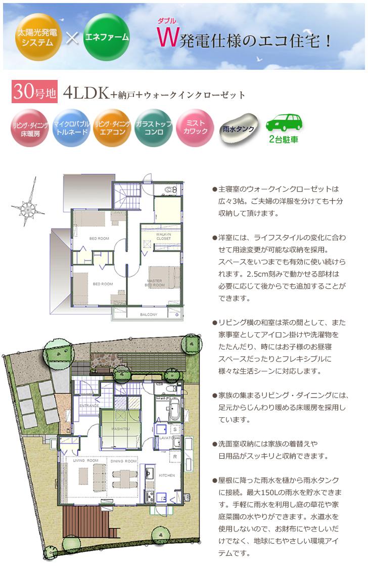 Floor plan.  [No. 30 place] So we have drawn on the basis of the Plan view] drawings, Plan and the outer structure ・ Planting, such as might actually differ slightly from.  Also, It is such as furniture not included in the price. 