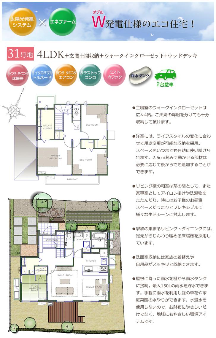 Floor plan.  [No. 31 place] So we have drawn on the basis of the Plan view] drawings, Plan and the outer structure ・ Planting, such as might actually differ slightly from.  Also, It is such as furniture not included in the price. 