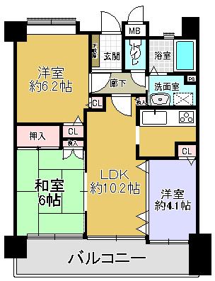 Floor plan. 3LDK, Price 11.8 million yen, Occupied area 59.89 sq m , Balcony area 12.59 sq m