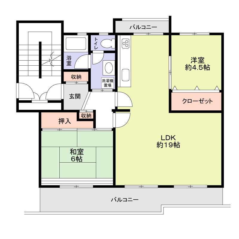 Floor plan. 2LDK, Price 7.8 million yen, Occupied area 66.63 sq m , Balcony area 16.12 sq m