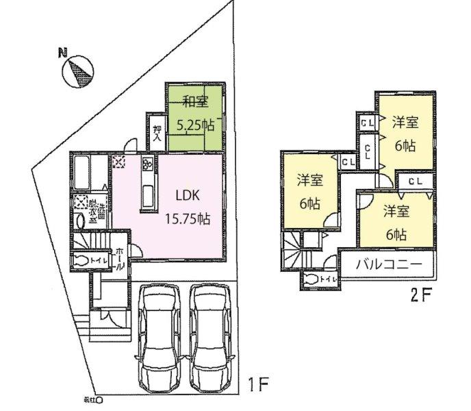 Floor plan. (No. 1 point), Price 25,800,000 yen, 4LDK, Land area 129.42 sq m , Building area 95.58 sq m