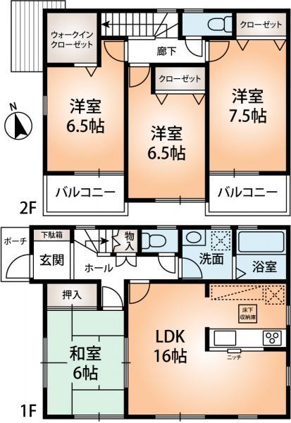 Floor plan. 28.5 million yen, 4LDK, Land area 130.59 sq m , Building area 98.01 sq m