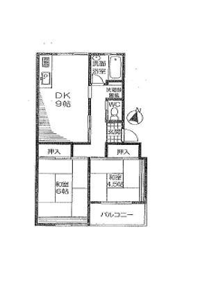 Floor plan. 2DK, Price 2.5 million yen, Occupied area 48.59 sq m , Balcony area 3.72 sq m