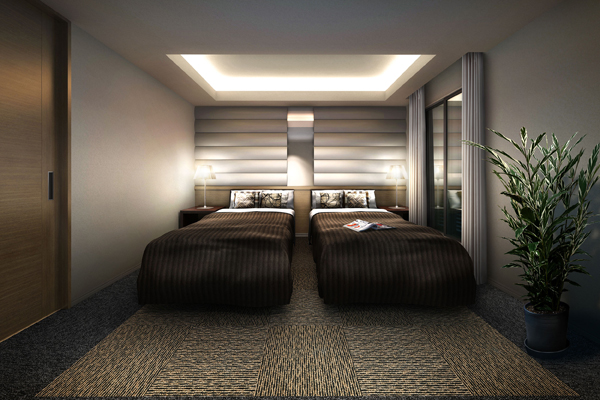 Shared facilities.  [Guest rooms] Guest room with members of the friends and relatives also can feel free to stay are available. Twin bed, It has become a feature hotel specification to wash room and bathroom ※ Paid (Rendering)