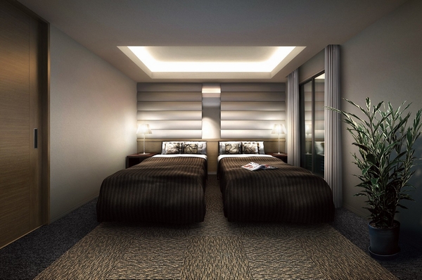 Hotel-like guest room, which also includes a wash room and bathroom. You can stay without hesitation to your friends and relatives (Rendering. Usage fee undecided)